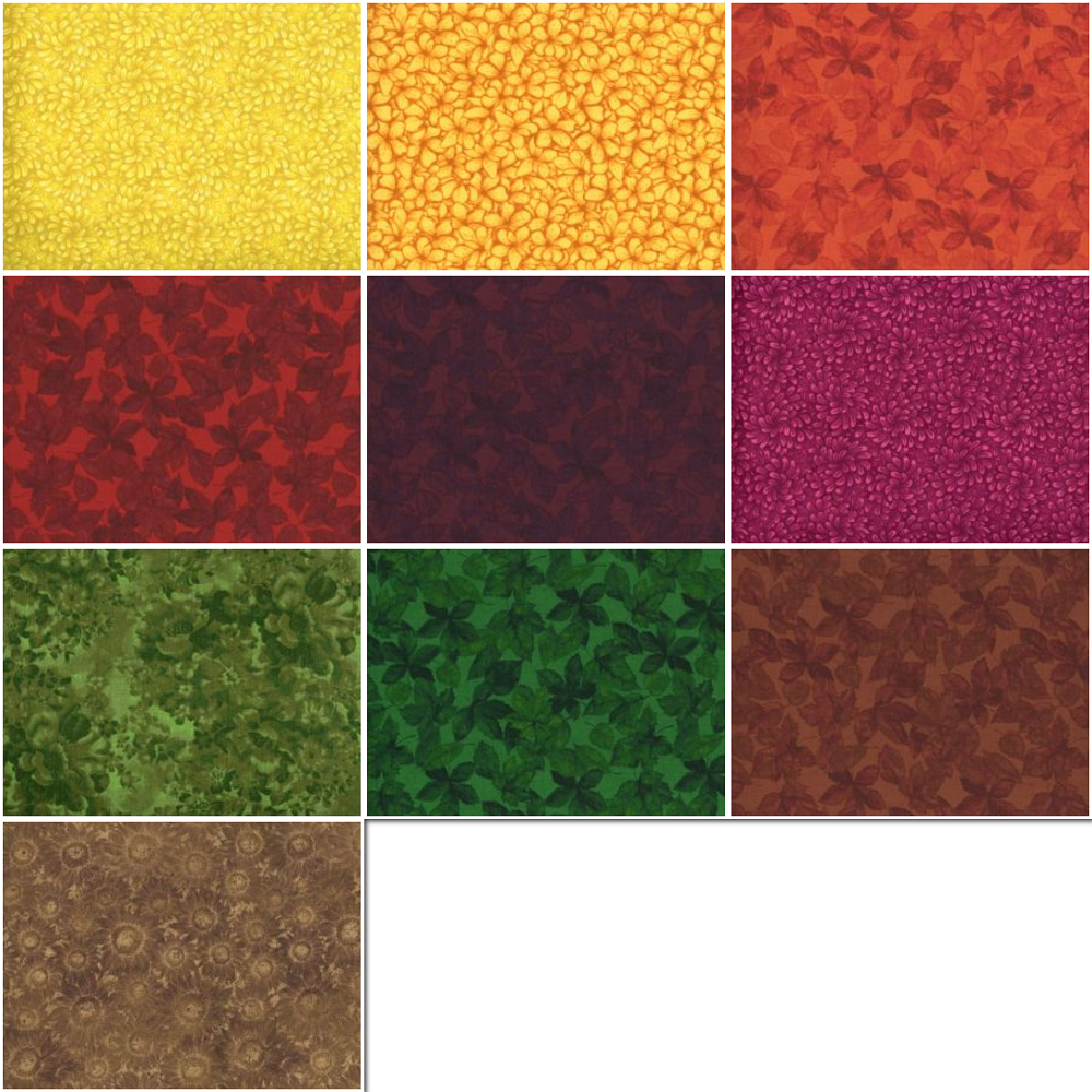 Autumn Half-yard Bundle - 10 Fabrics, 5 Total Yards