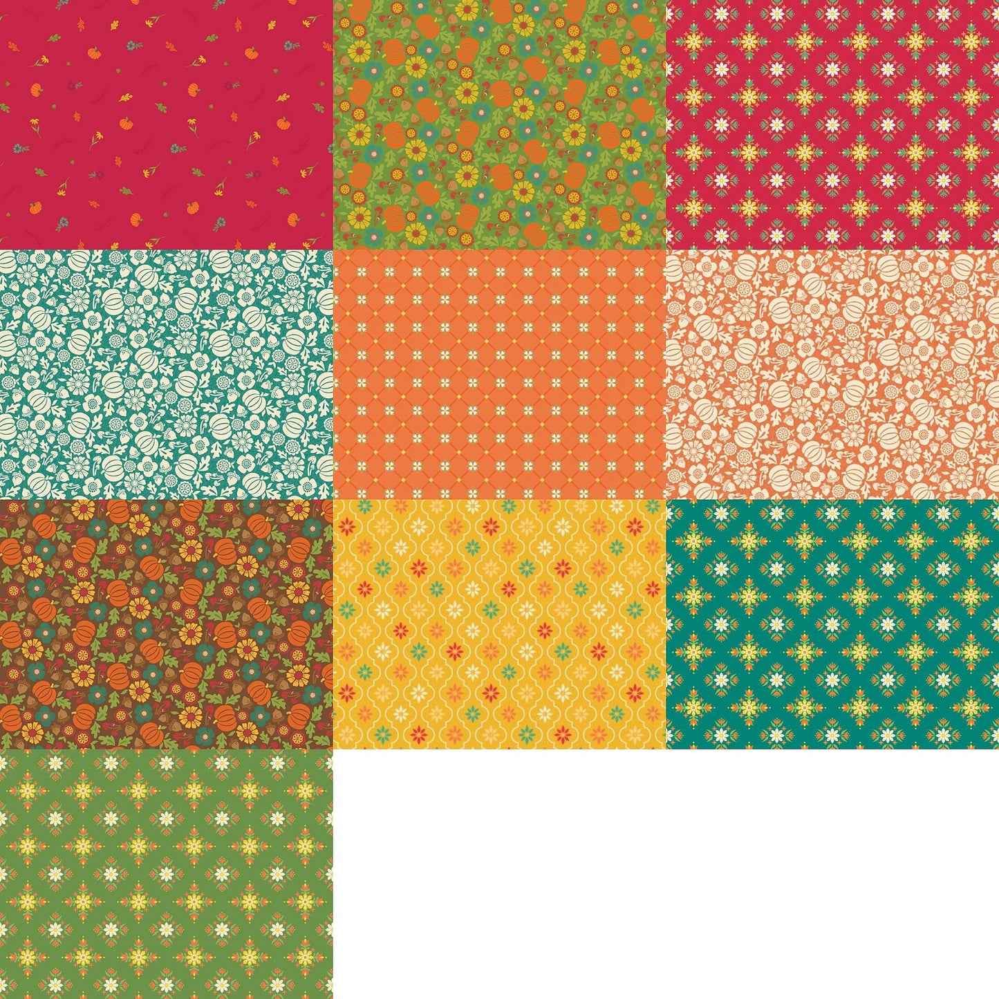 Riley Blake "Autumn Afternoon" Half-yard Bundle - 10 Fabrics, 5 Total Yards