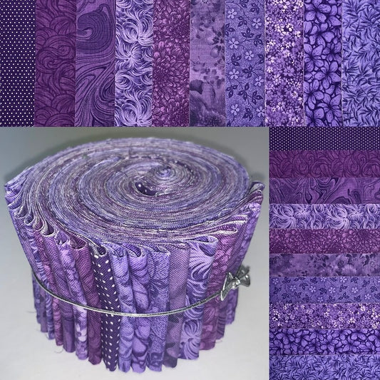 Basic Colors - Purple 2.5" Roll - 10 Fabrics, 20 Total Strips