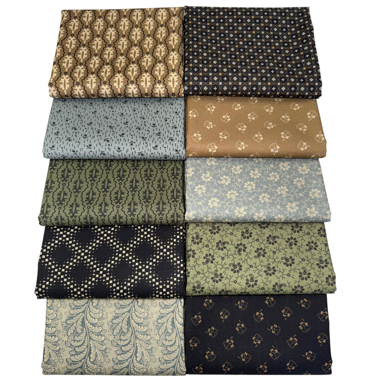 Marcus Fabrics "Bluebird Manor" Half-yard Bundle - 10 Fabrics, 5 Total Yards