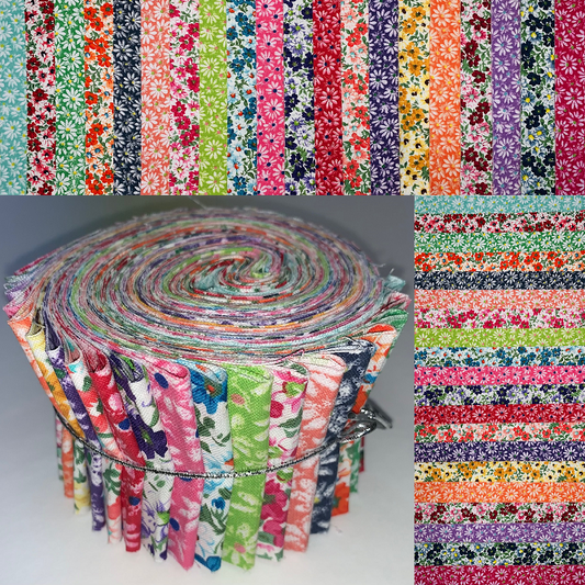 Bright Florals 2.5" Roll - 20 Fabrics, 20 Total Strips