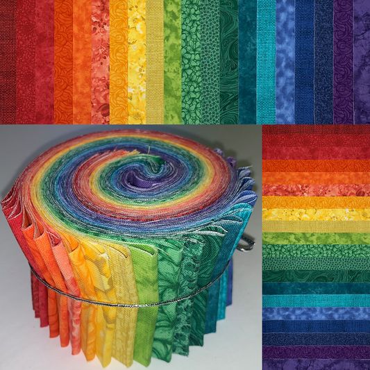 Bright Rainbow Palette 2.5" Roll - 20 Fabrics, 20 Total Strips