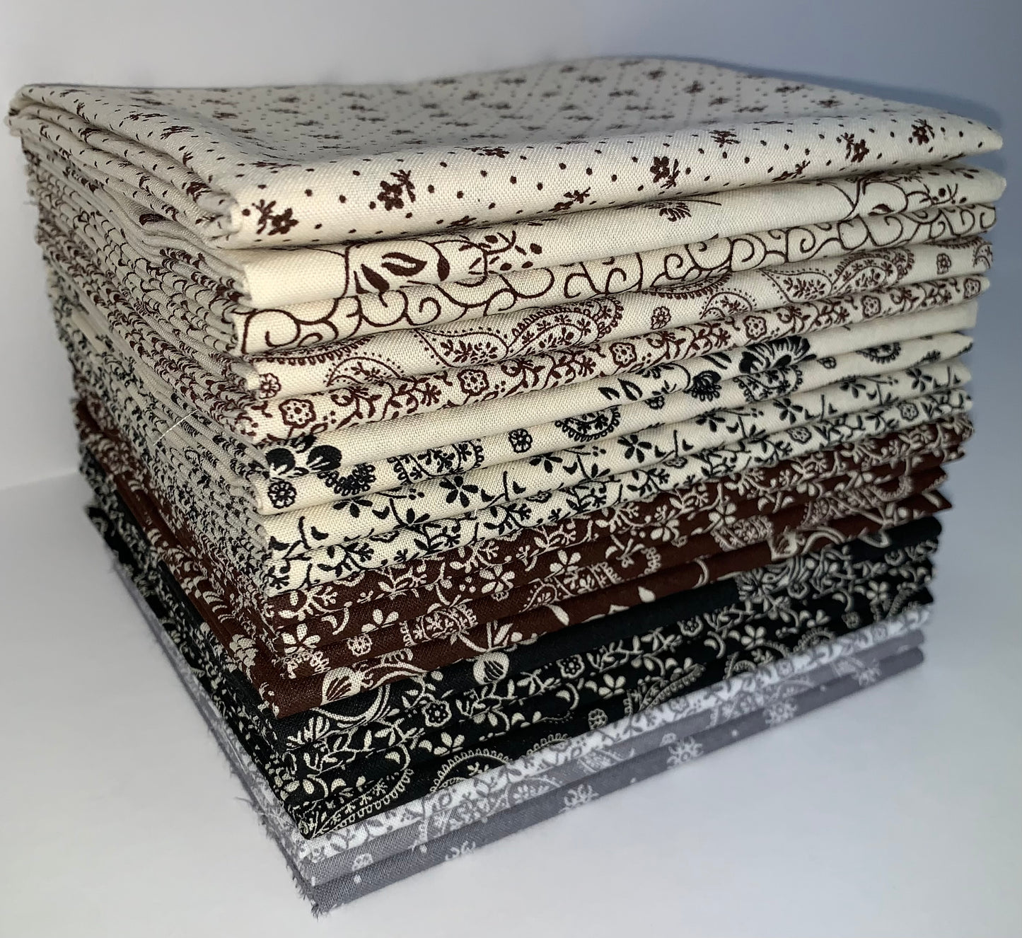 Vintage 1800s Repro - Brown/Black Fat Quarter Bundle - 20 Fabrics, 20 Total Fat Quarters