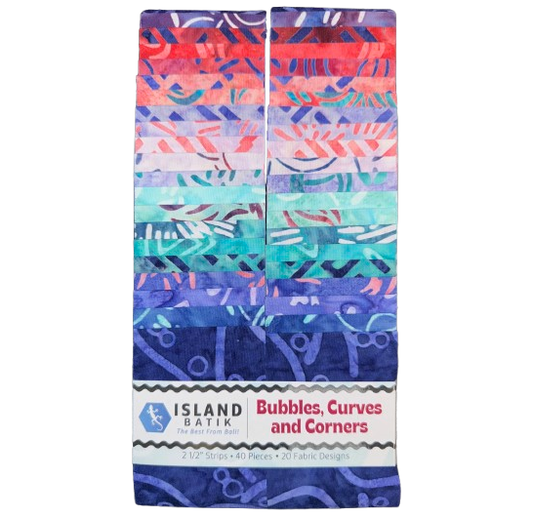 Island Batik - Bubbles Curves and Corners - 20 Fabrics, 40 Total Strips