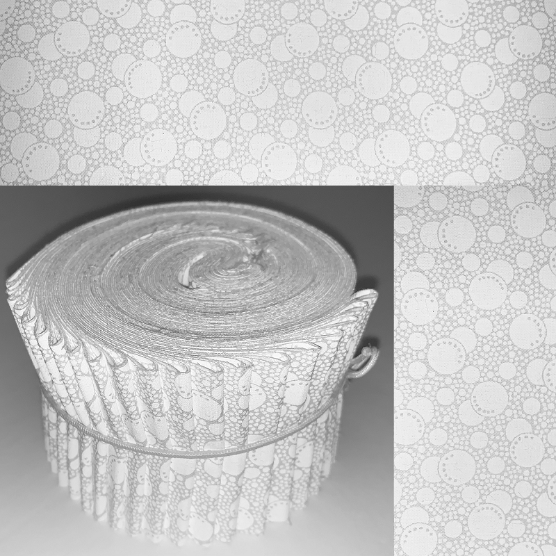 White Bubble Dots - White Tone Print 2.5" Roll - 20 Strips
