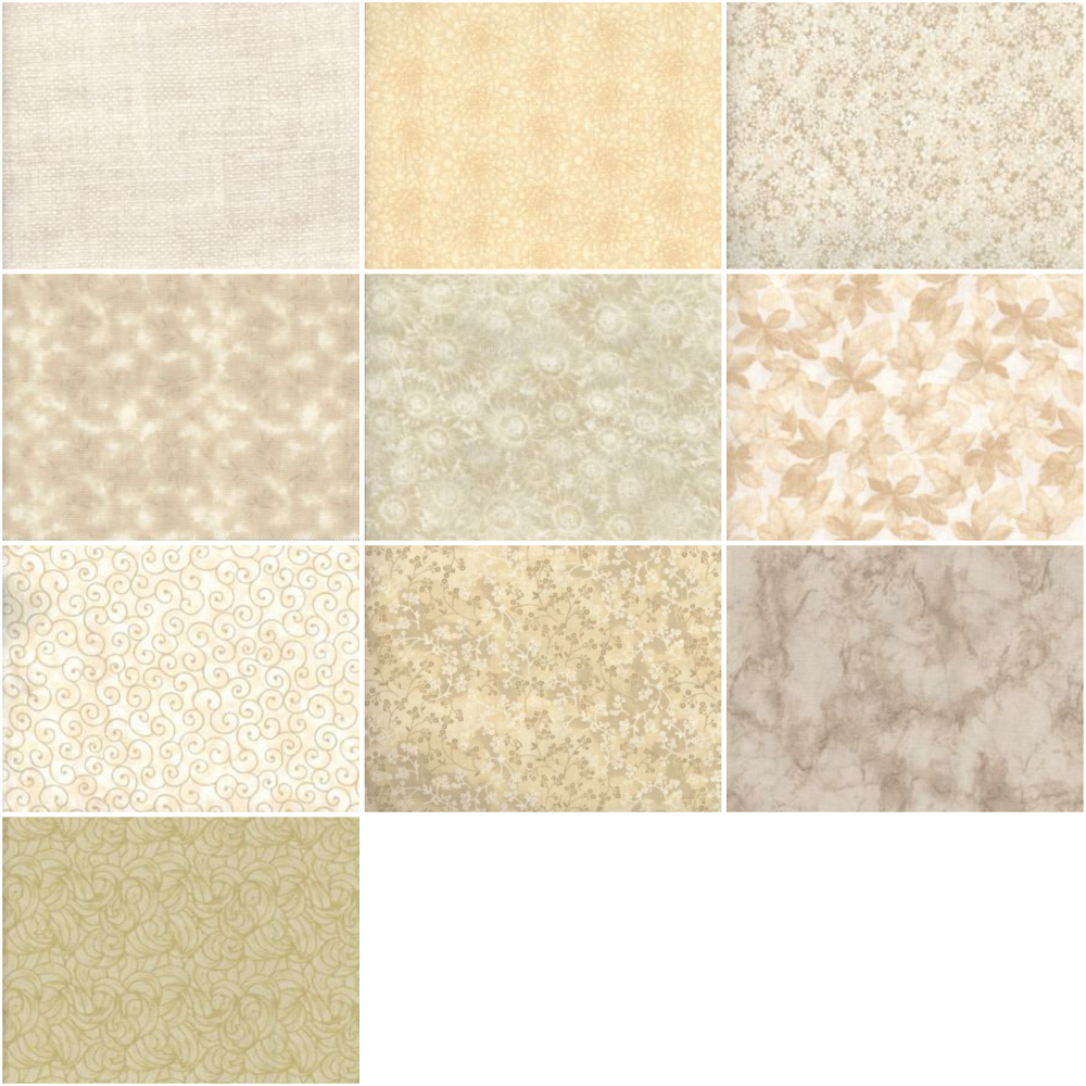 Basic Colors - Buttercream Half-yard Bundle - 10 Fabrics, 5 Total Yards