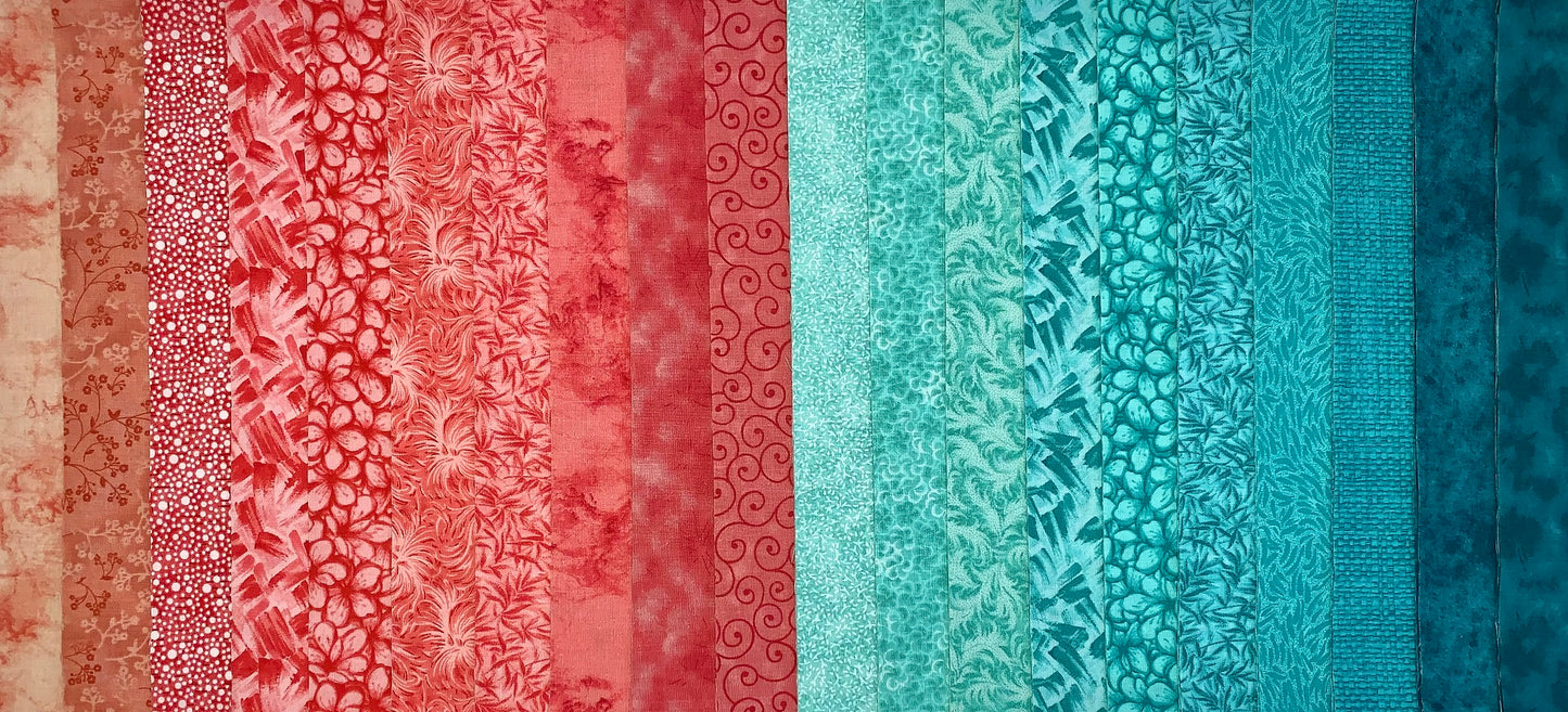 Coral Reef 2.5" Roll - 20 Fabrics, 20 Total Strips
