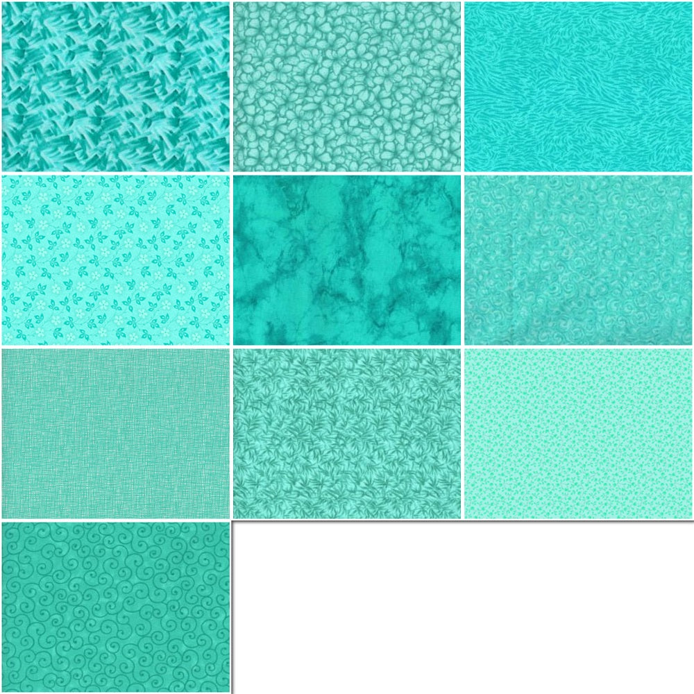Basic Colors - Caribbean Half-yard Bundle - 10 Fabrics, 5 Total Yards