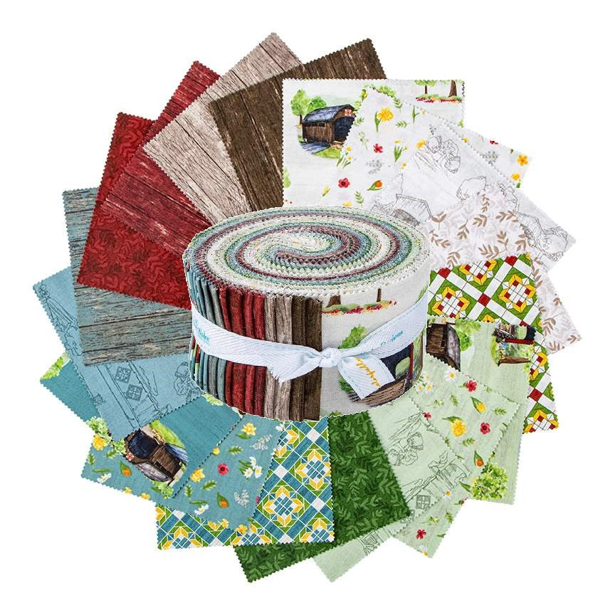 Riley Blake Covered Bridges In Spring - 40 Strip Rolie Polie
