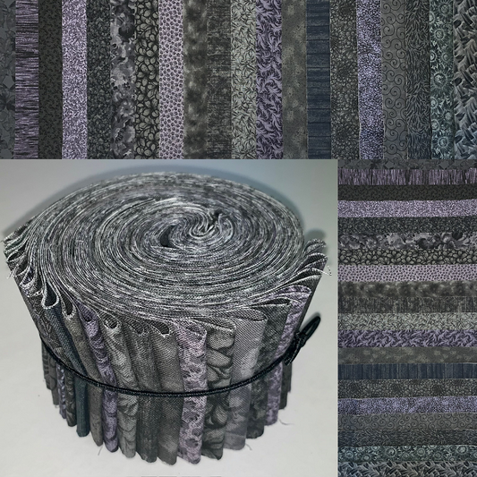 Charcoal 2.5" Roll - 20 Fabrics, 20 Total Strips