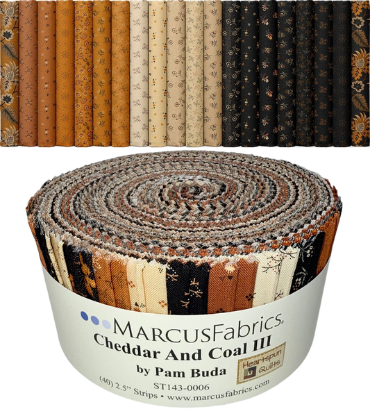 Marcus Fabrics - Cheddar & Coal 3 by Pam Buda - 40 2.5" Strips/Jelly Roll