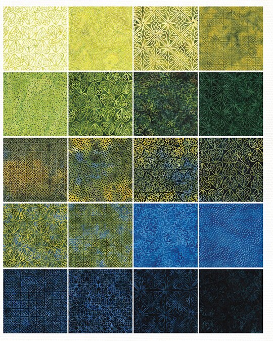 Island Batik - Citron Breeze - 20 Fabrics, 40 Total Strips