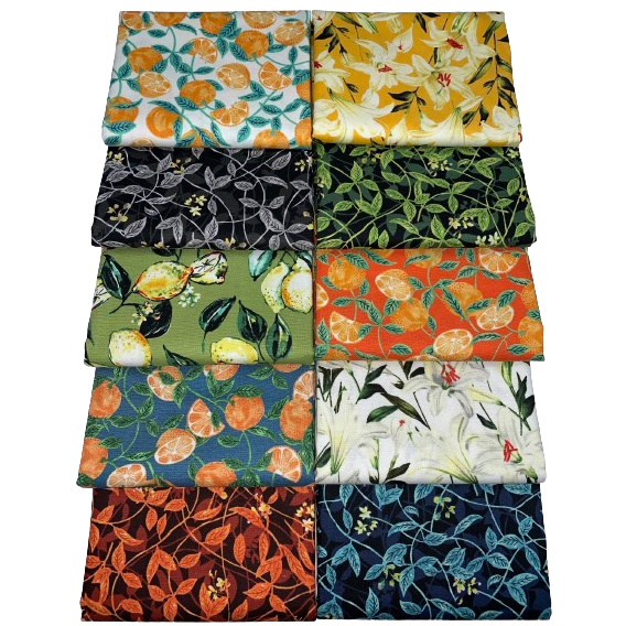 RJR "Citrus Garden" Half-yard Bundle - 10 Fabrics, 5 Total Yards