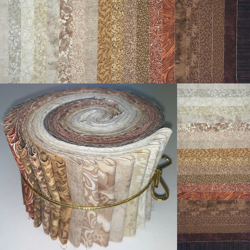 Coffee & Cream 2.5" Roll - 20 Fabrics, 20 Total Strips