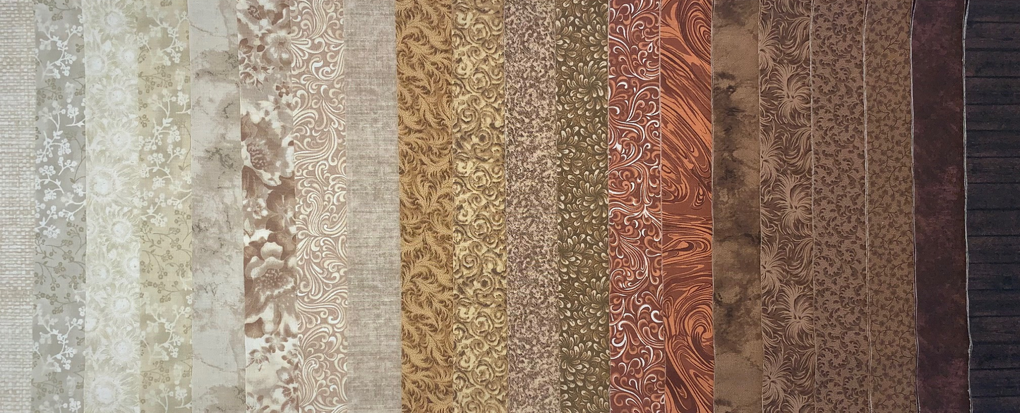 Coffee & Cream 2.5" Roll - 20 Fabrics, 20 Total Strips