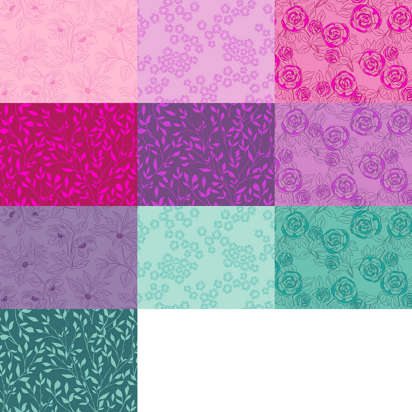 Andover "Color Me Pretty" Half-yard Bundle - 10 Fabrics, 5 Total Yards