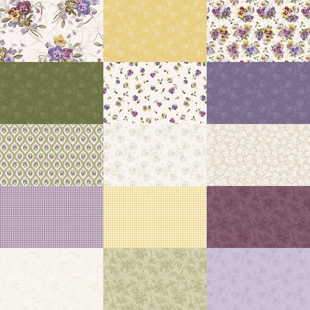 Marcus Fabrics - Dandy Pansies (Smithsonian Institute) - 40 2.5" Strips/Jelly Roll