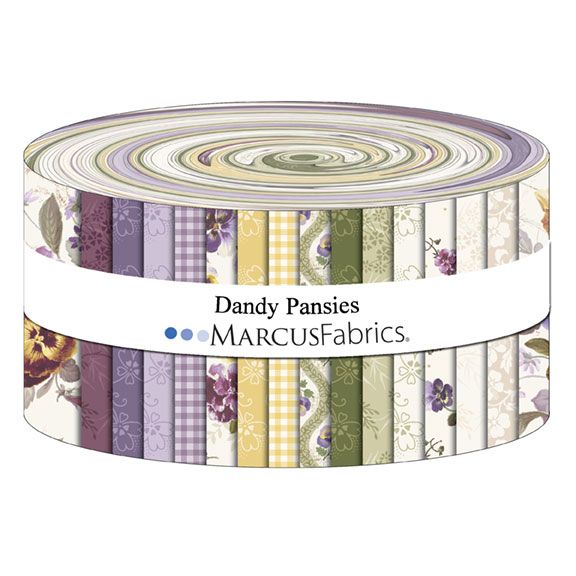 Marcus Fabrics - Dandy Pansies (Smithsonian Institute) - 40 2.5" Strips/Jelly Roll