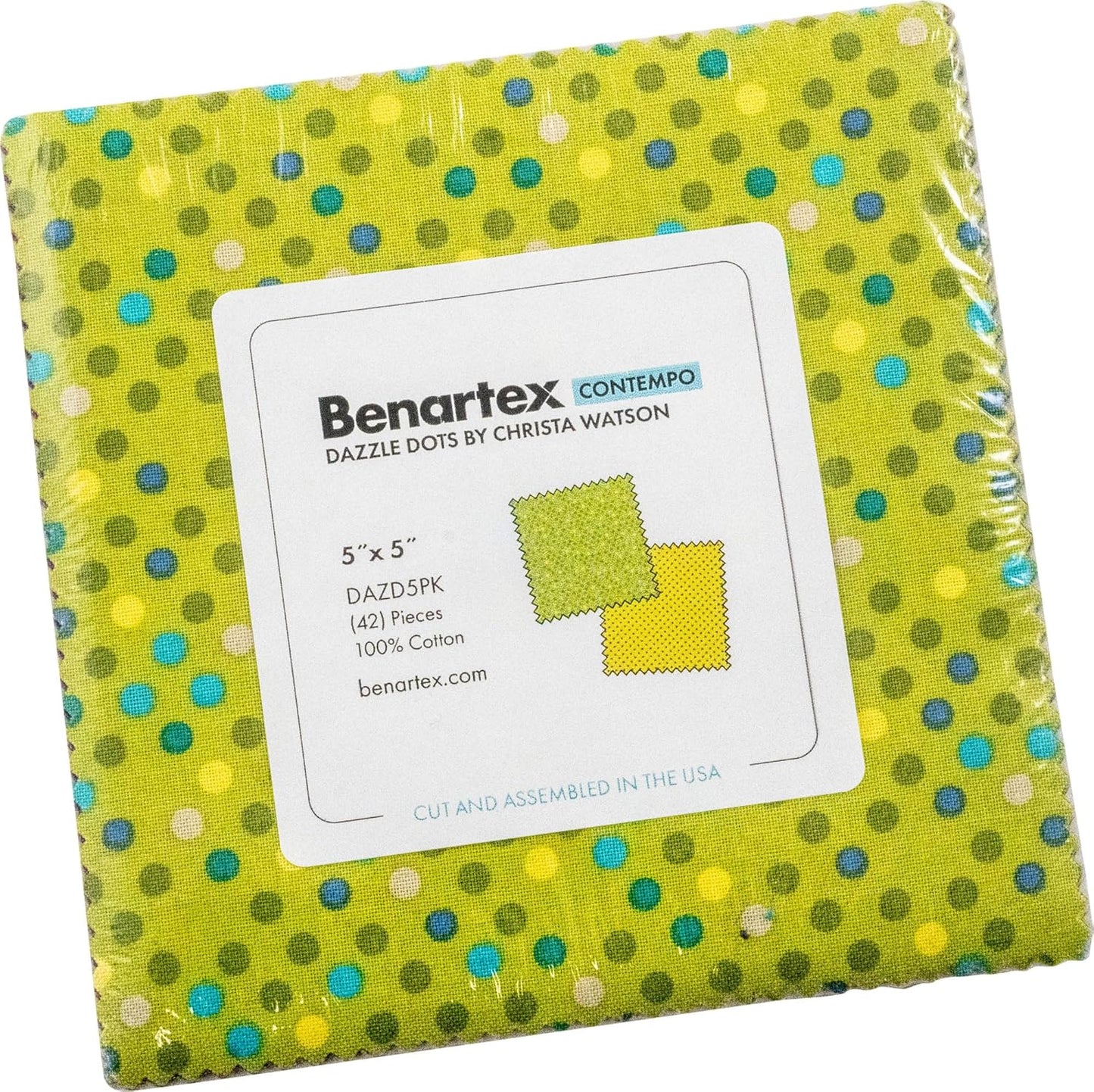 Charm Pack 5x5 Squares - Benartex Dazzle Dots - 40 5" Squares
