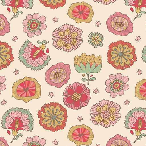 (3 yd) Benartex Bird Song Happy Flower Rose 13502-26