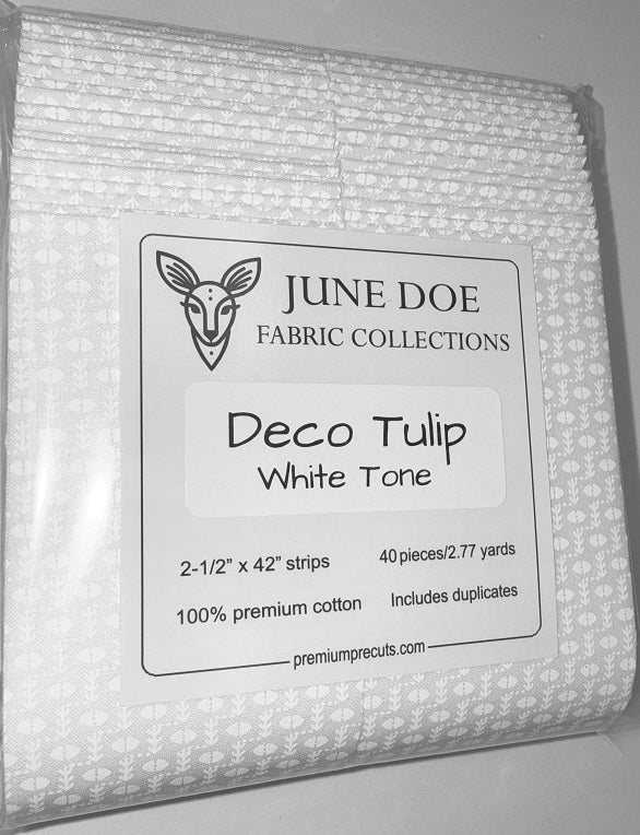 June Doe Fabric Collections - Deco Tulip (White Tone) - 40-Strip Pack
