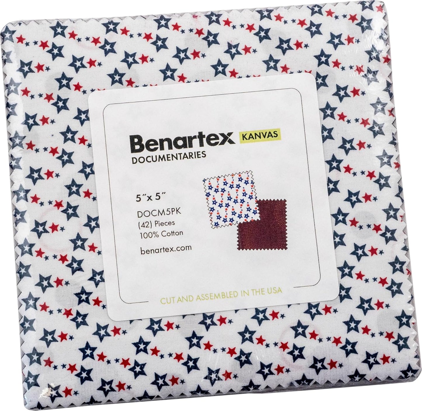 Charm Pack 5x5 Squares - Benartex Documentaries (Patriotic) - 40 5" Squares