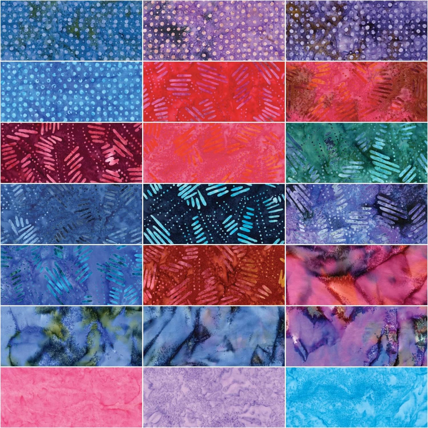 Benartex Bali Batik Dots And Dashes Batiks Strip-pies - 40 2.5" Strips