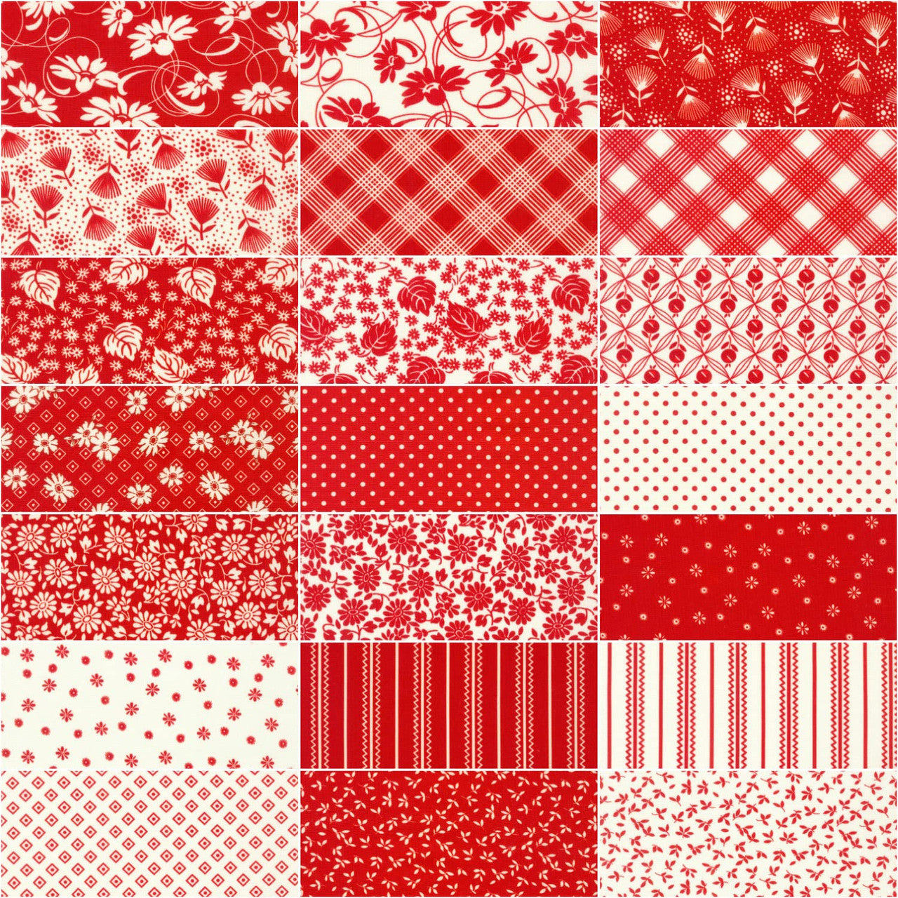 Charm Pack 5x5 Squares - Robert Kaufman "Daisy's Redwork" - 40 5" Squares