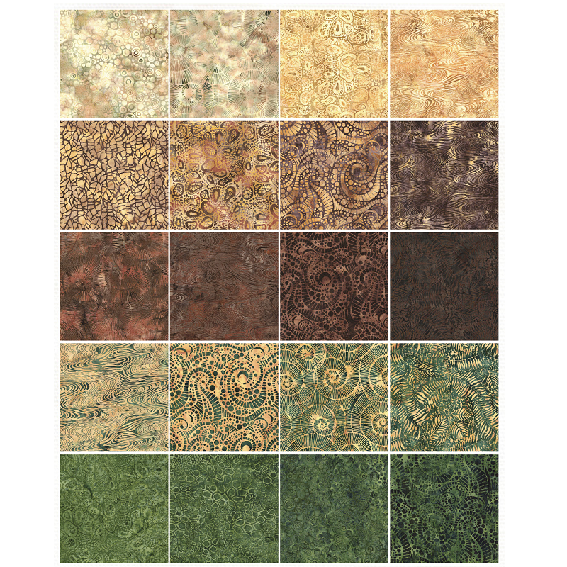 Island Batik - Earth Essence - 20 Fabrics, 40 Total Strips