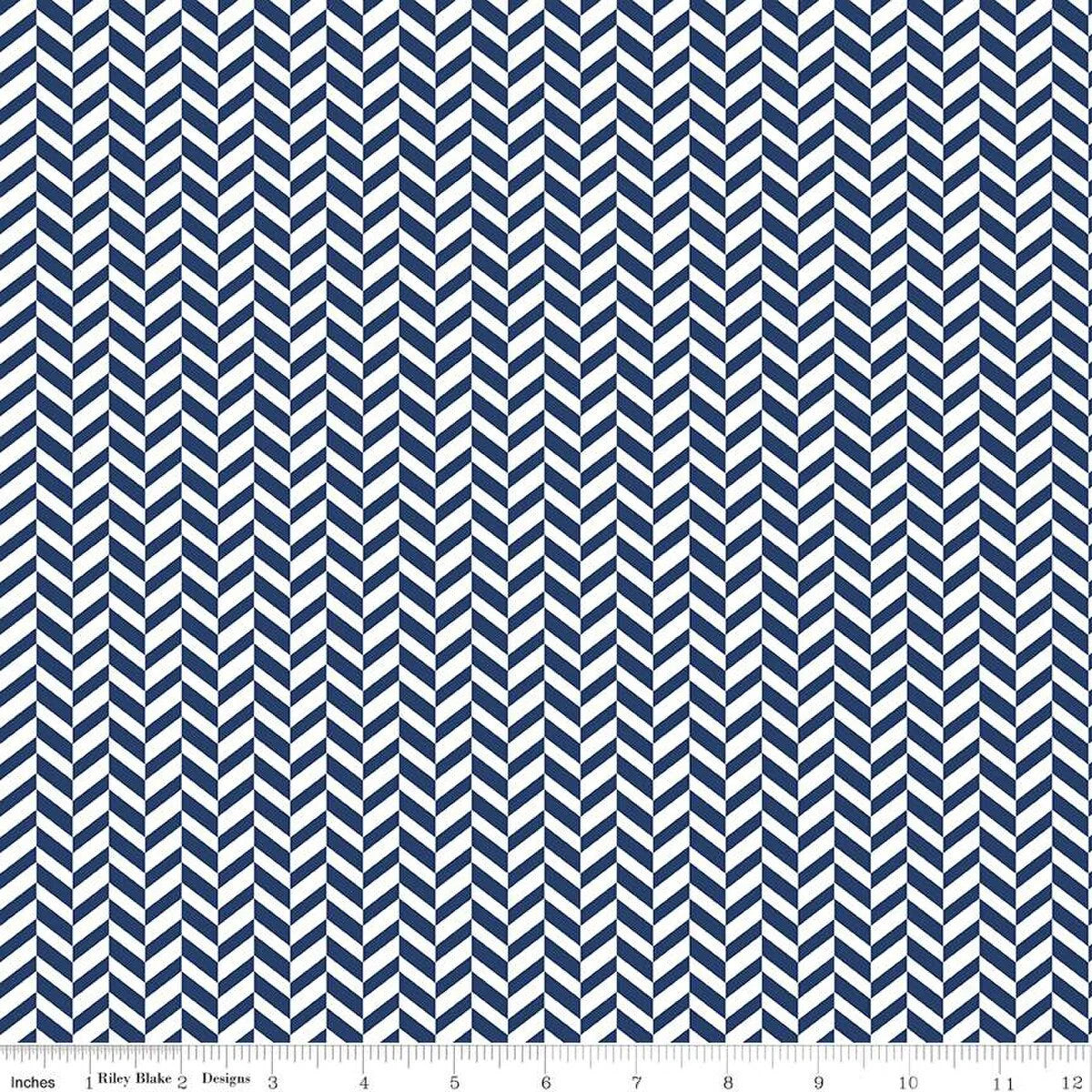 (3.5 yd) Riley Blake Effervescence C13730 - Navy Herringbone