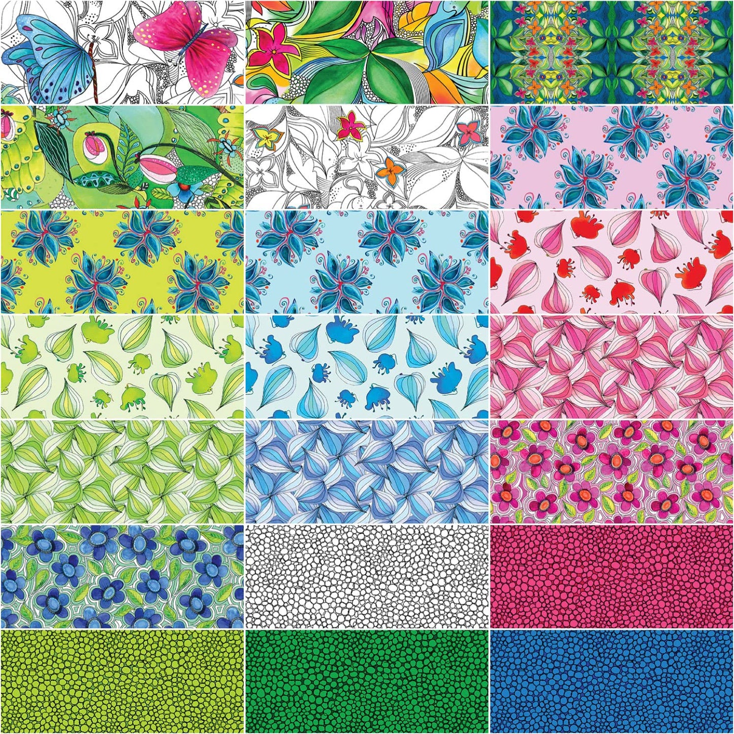 Benartex Fantasy Garden Prints Strip-pies - 40 2.5" Strips