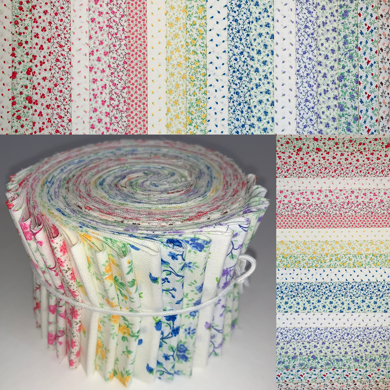 Vintage Floral - Prints On White 2.5" Roll - 20 Fabrics, 20 Total Strips