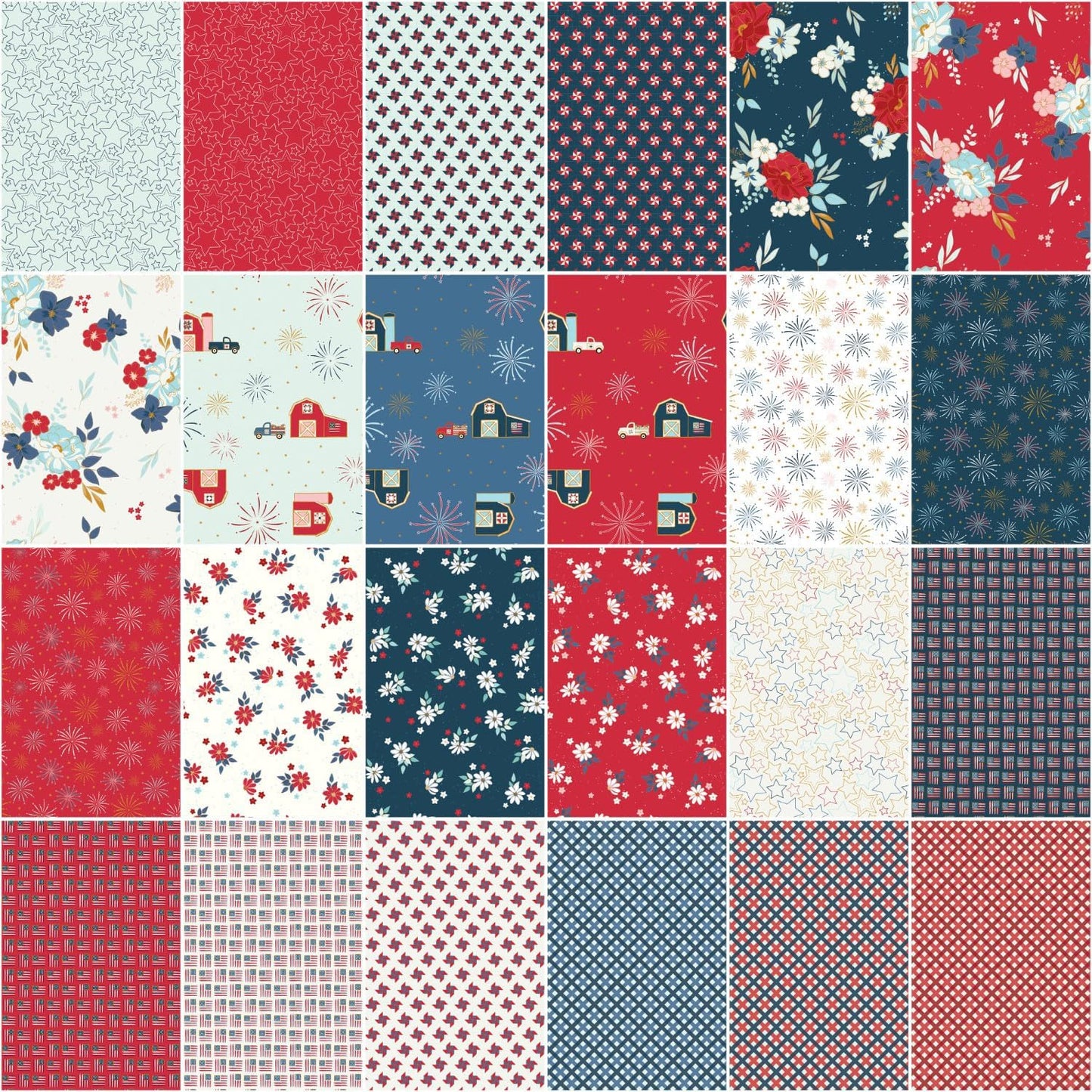 Charm Pack 5x5 Squares - Riley Blake Sweet Freedom 5-Inch Stacker - 40 5" Squares