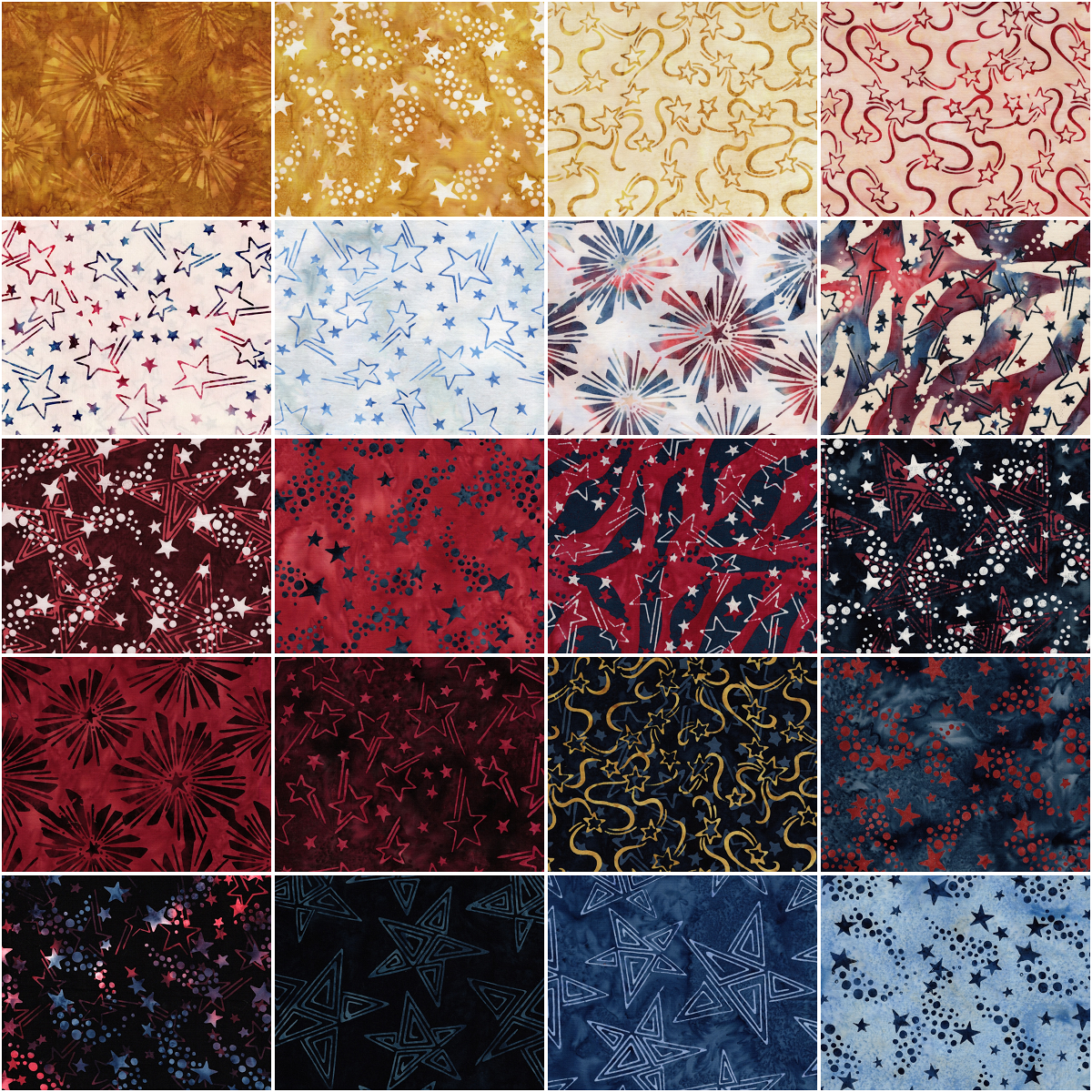 Island Batik - Freedom Rings - 20 Fabrics, 40 Total Strips