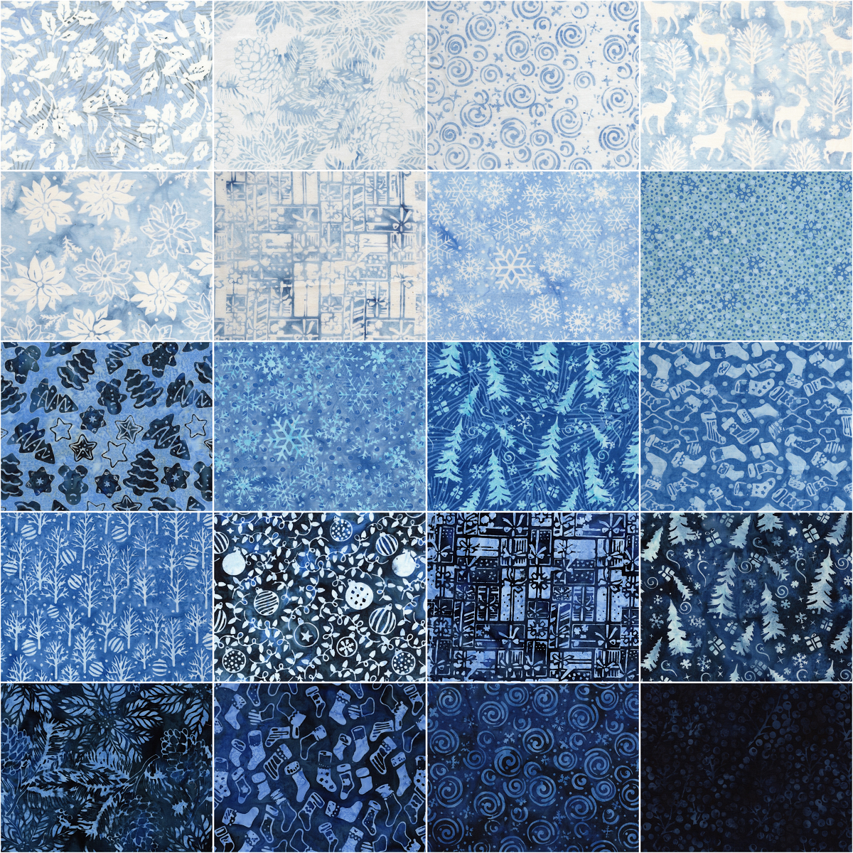 Island Batik - Frosted Wishes - 20 Fabrics, 40 Total Strips