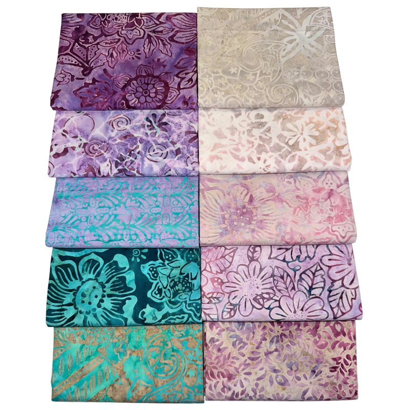 Riley Blake Expressions Batiks "Frozen Grapes" Half-yard Bundle - 10 Fabrics, 5 Total Yards