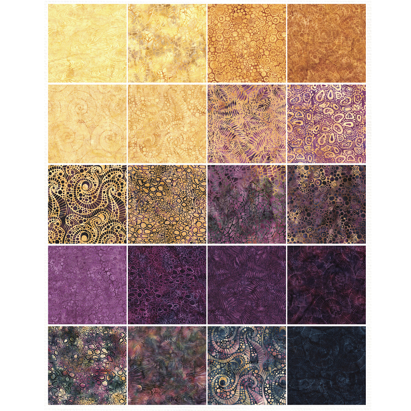 Island Batik - Geode Glow - 20 Fabrics, 40 Total Strips