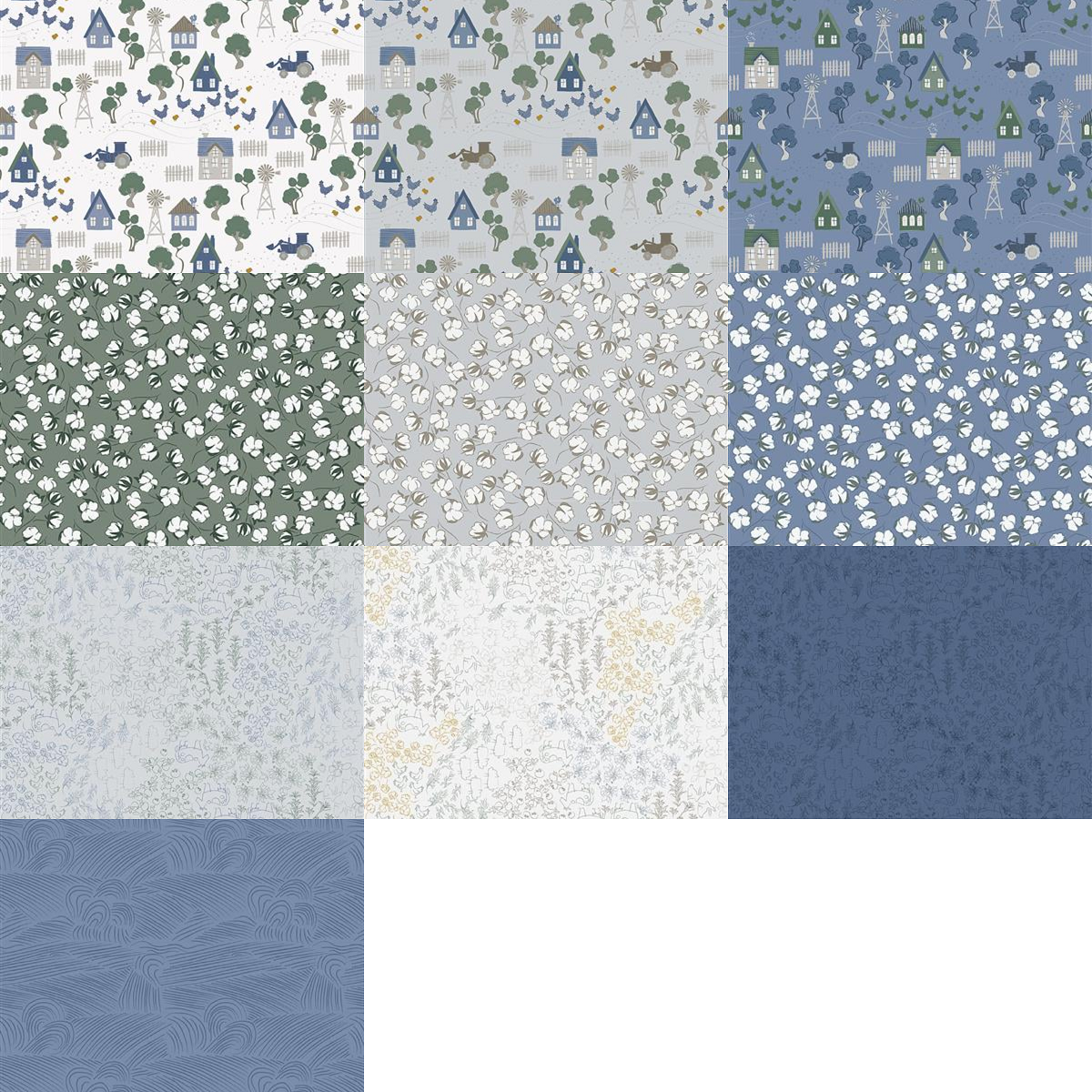 Clothworks "Homestead" Half-yard Bundle - 10 Fabrics, 5 Total Yards