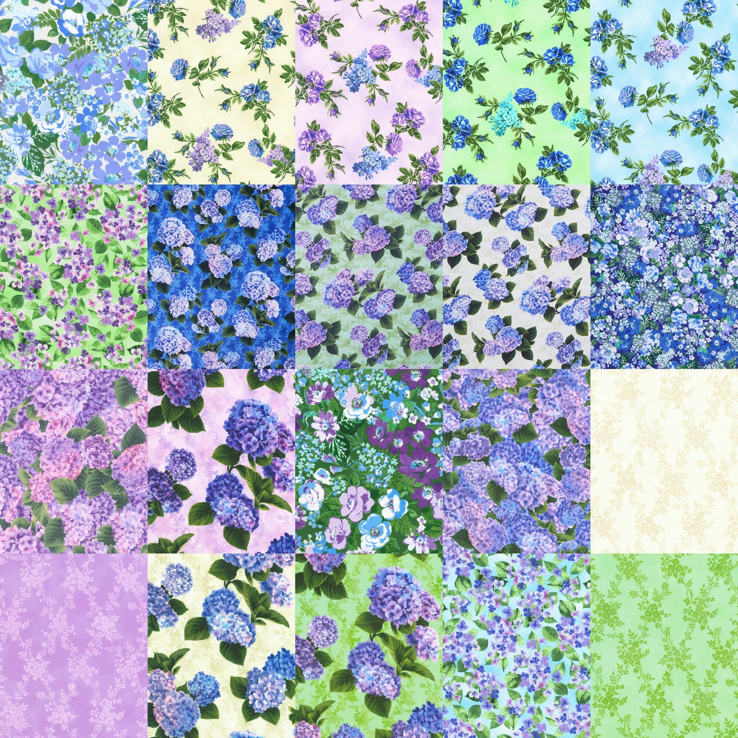 Robert Kaufman Hydrangea Grace Roll-up - 40 Strip Roll