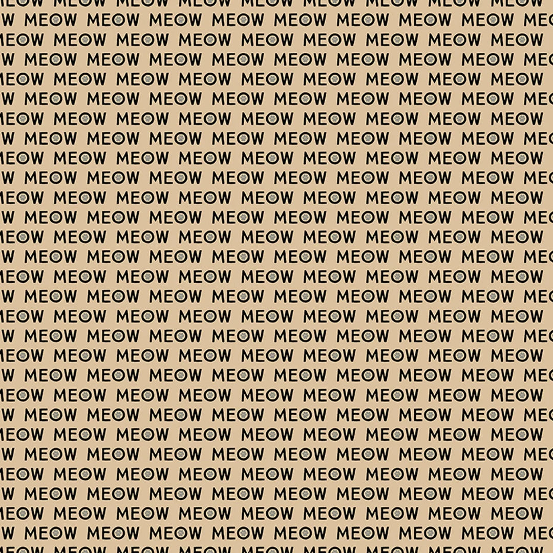 (4 yd) Clothworks Purrfection Dark Butter Meow 3976-60