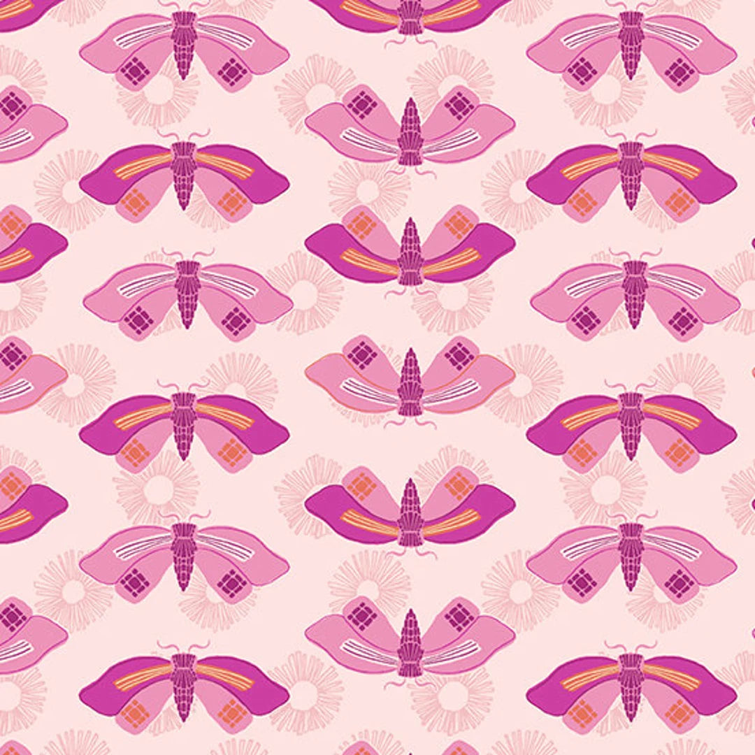 (1.5 yd) Andover/Makower UK Wandering 761-E Butterflies Pink