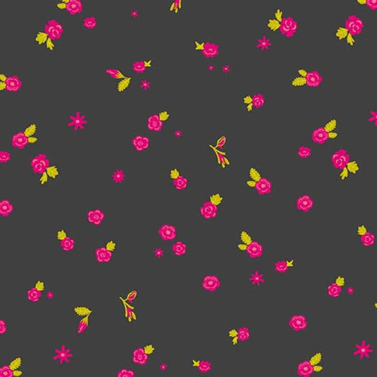 (6 yd) Andover/Makower UK Sun Print 2019 A-8903-K Black Blossom