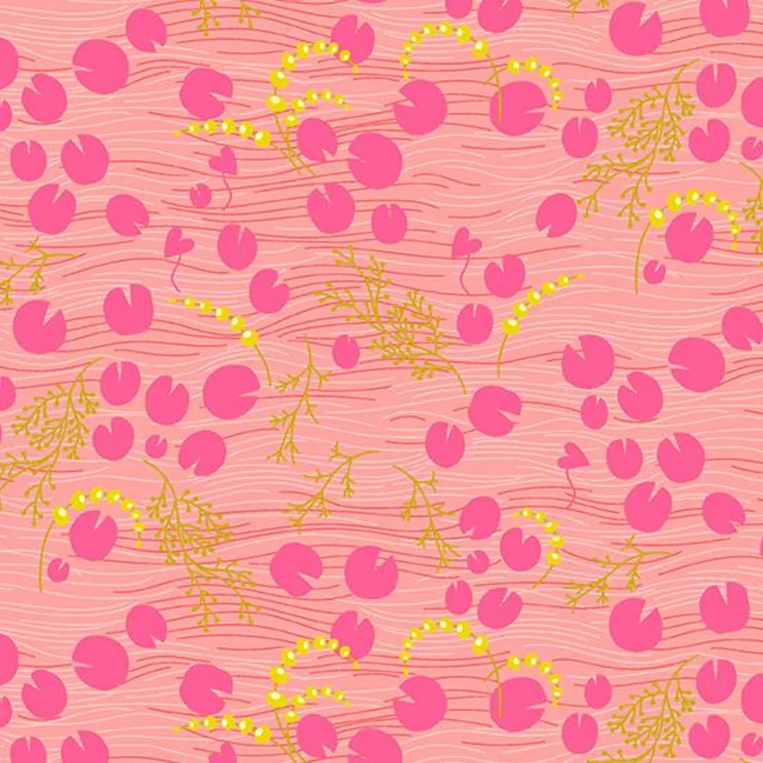(5 yd) Andover Alison Glass Thicket 431-E Lilypad Pink