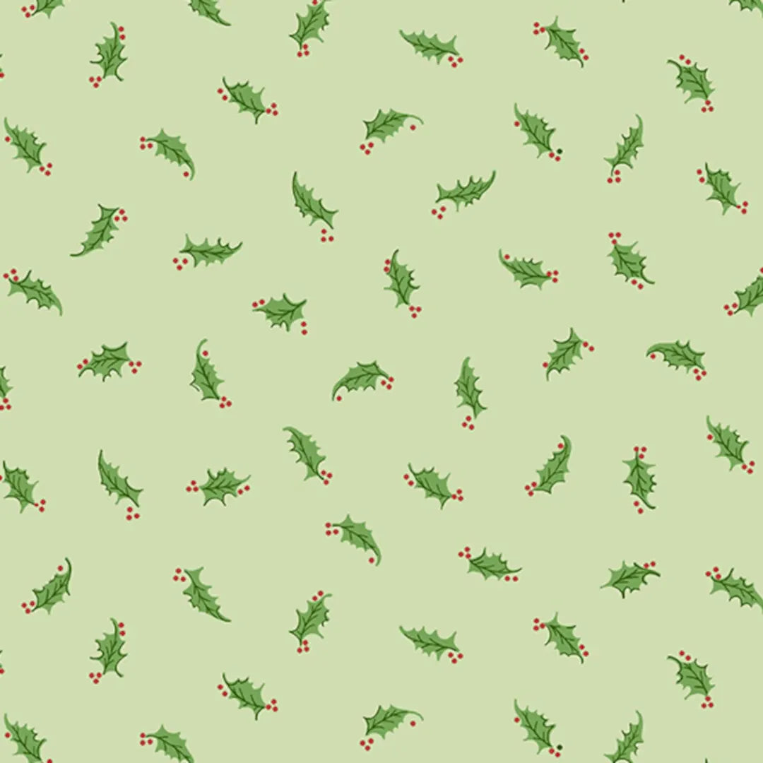 (5 yd) Andover/Makower UK Retro Ho Ho Holly Green 580-G
