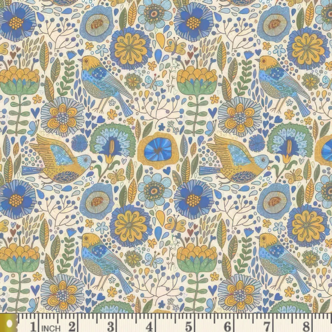 (2.5 yd) Benartex Bird Song Bird Watching Blue 13501-50