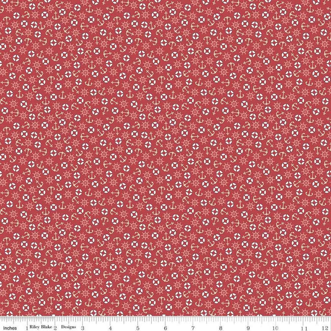 (1.5 yd) Riley Blake Yacht Club C15924 Red Toss