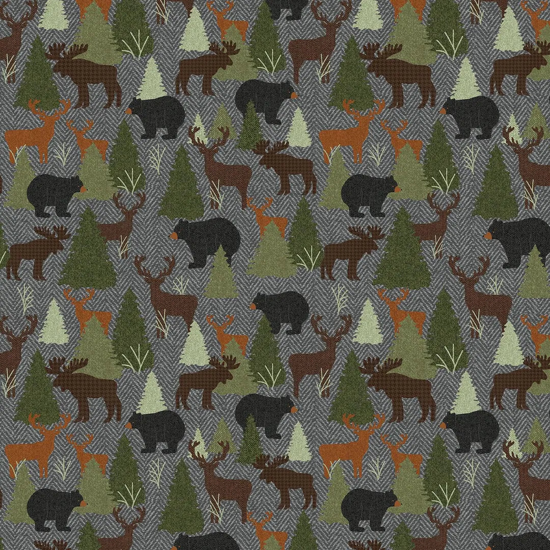 (2.5 yd) Benartex Winter Forest All Over Grey