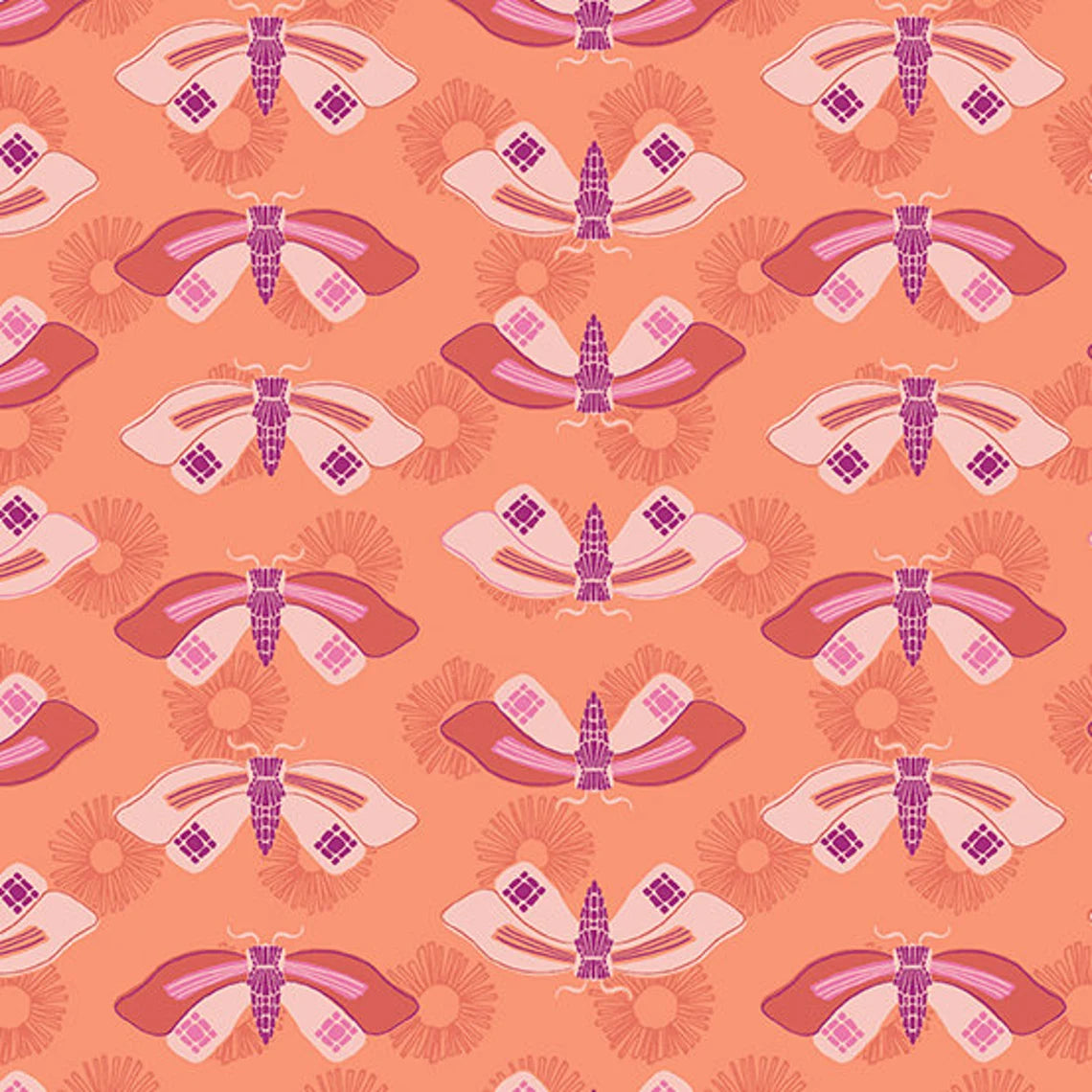 (2 yd) Andover/Makower UK Wandering 761-O Butterflies Coral