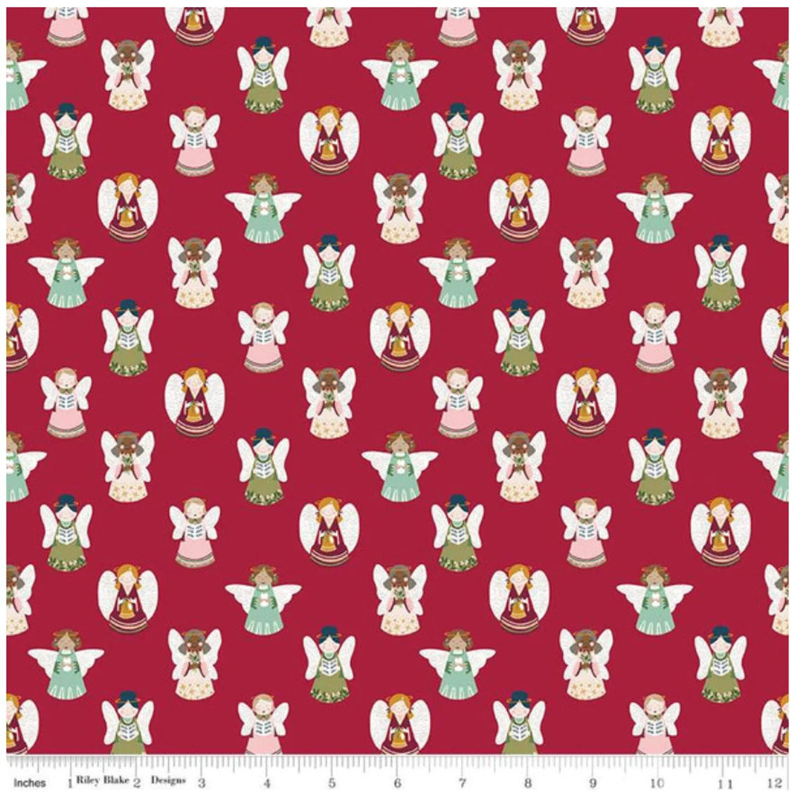 (3 yd) Riley Blake Christmas Village 12244 Red Angels