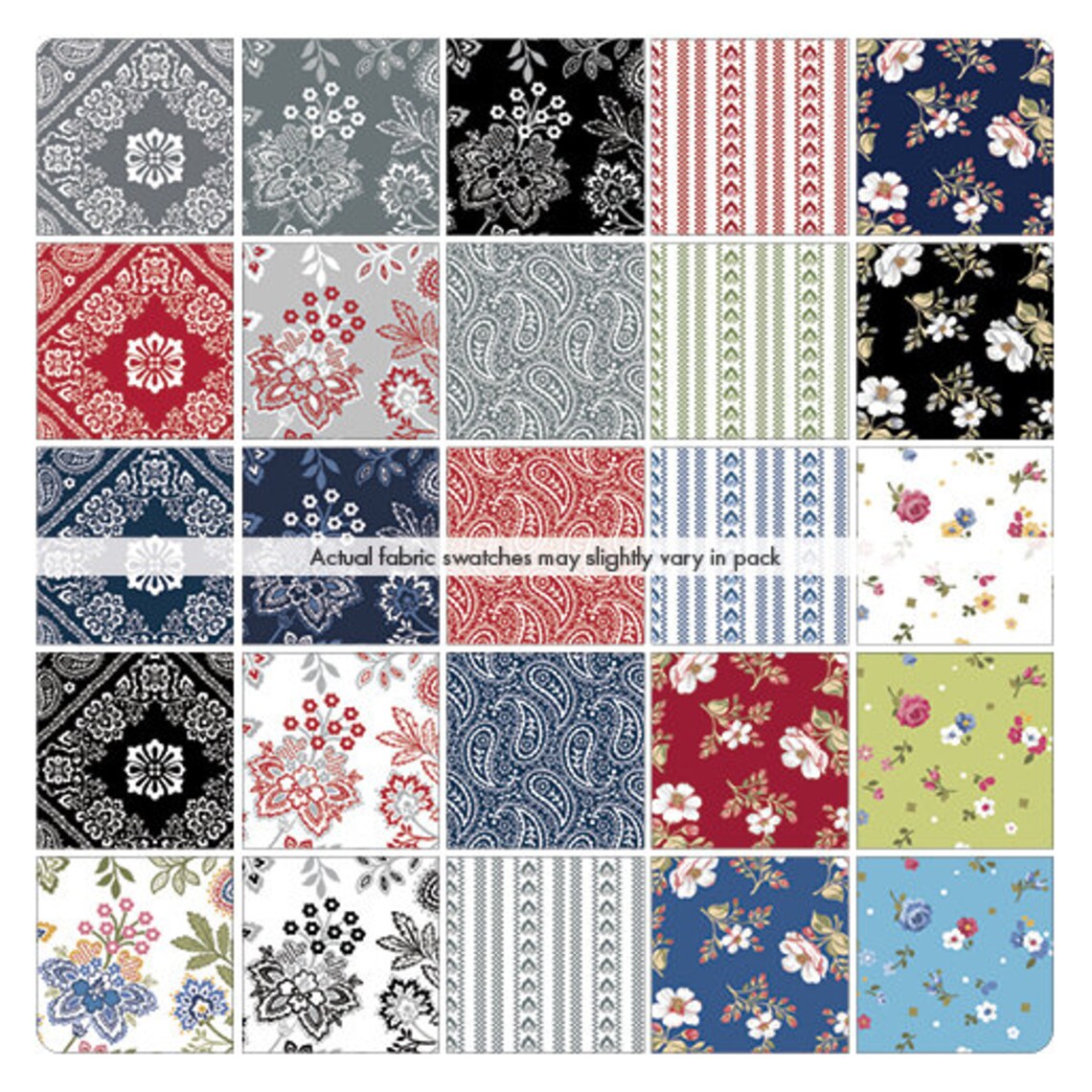 Charm Pack 5x5 Squares - Benartex Bandana Medley - 40 5" Squares